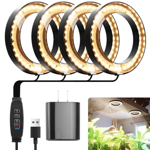 Mosthink 6.3" Ceiling Grow Lights for Indoor Plants, 288 LEDs Plant Light Full Spectrum, Under Cabinet Growing Lamp with Auto Timer, 10 Dimmable Levels, 3 Modes with Transparent Cover,Corded