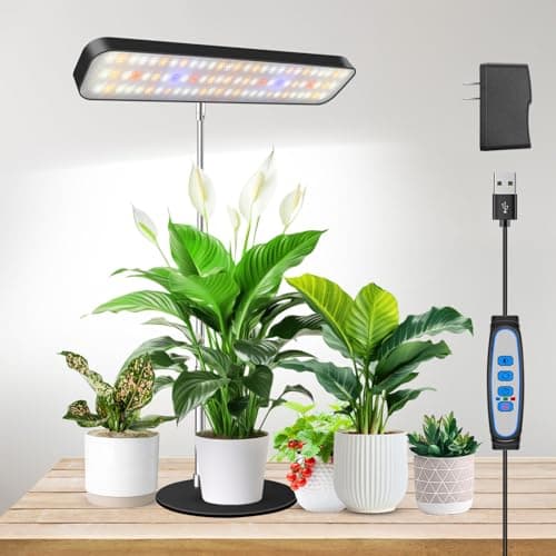 Aumtrly Grow Lights for Indoor Plants, Full Spectrum Table Plant Lights for Growing Small Plants, 5000K White Light LED Indoor Plant Light with Base, 26 Inch Height Adjustable, 6/12/16H Timer