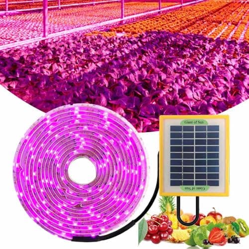 mGYDY Solar Panel LED Grow Light Full Spectrum 5V Grow Light Strip 3M 2835 LED Phyto Lamps 9.84ft Flower Seed Hydroponic Light for Indoor Plants Greenhouse Hydroponic Seedling Growing Lamp