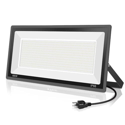 YANYCN 600W LED Flood Light Outdoor,(3060W Equivalent),67600LM 5000K Daylight White Super Bright LED Arena Light with Plug,85-277V IP66 Waterproof Commercial Lighting for Sports Fields,Counts,Stadium