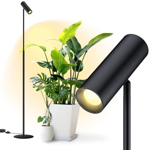 VShape 6FT Standing Grow Light for Indoor Plants,25W 3000K Full Spectrum COB Plant Light Bulb, 330° Rotating Head, Metal Floor Grow Lamp with On/Off Switch for Large Plant,Seedling