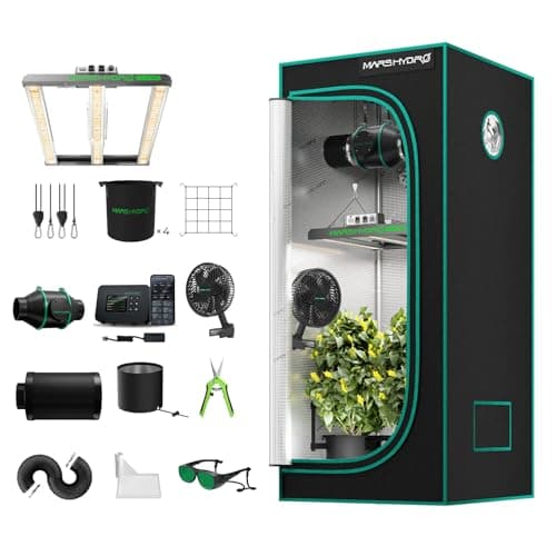 MARS HYDRO 3x3 Smart Grow Tent Kit Complete System with WiFi-Integrated Controller 43,150W FC-E1500 Dimmable Grow Light,32" x 32" x 63" 1680D High Reflective Mylar,4inch Automatic Ventilation Kit
