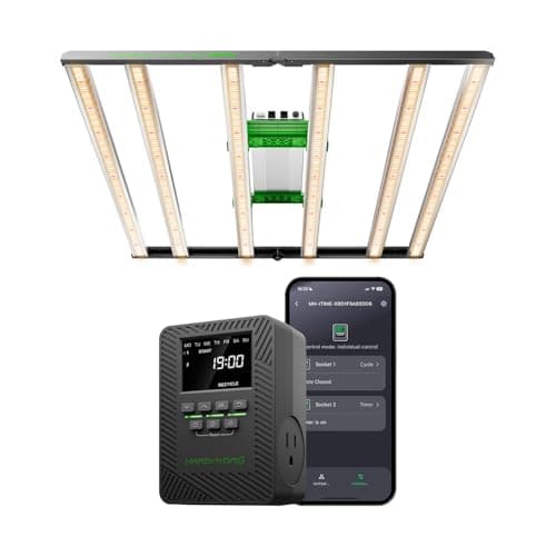 MARS HYDRO FC4800 EVO Bar LED Grow Light 4x4 480W Full-Spectrum and ITime 2-in-1 Smart Timer Outlet Dual Outlet App Control Custom Programmable 12 On/Off for Home Office and Plant Growth Use