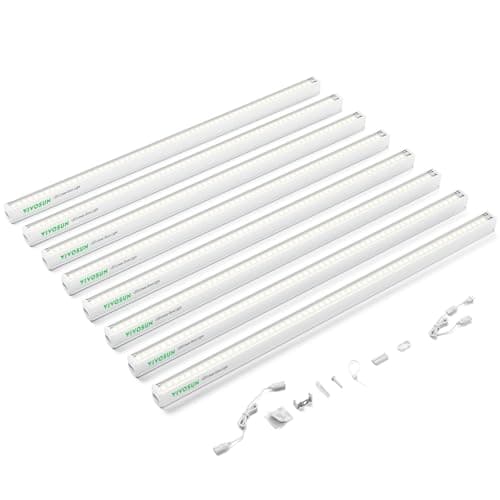 VIVOSUN 2ft Grow Lights for Indoor Plants Full Spectrum, LED Plant Lights 120W(8 X 15W), T5 Grow Light Strip for Seed Starting, Greenhouse, Hydroponics, SGS Compatible, Linkable, 5000K, 8-Pack