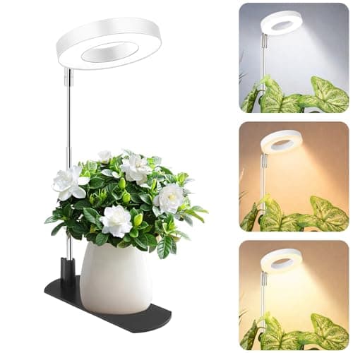 Aokrean Plant Grow Light, 48 LEDs Full Spectrum Grow Lights for Indoor Plants, Height Adjustable Small Halo Grow Light with Base, 3 Optional Spectrums, Auto Timer 3/9/12Hrs, 10 Brightness, 3 Pack