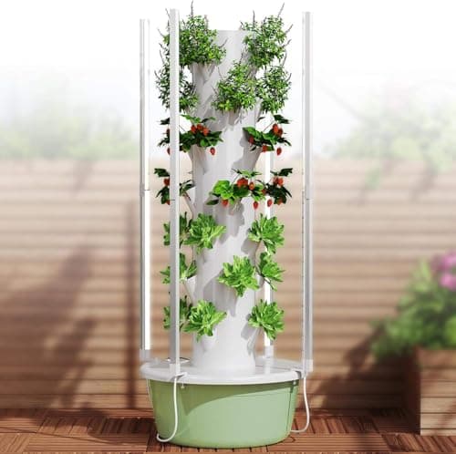 TIRUSS Hydroponic Growing Kit System with 4 LED Grow Lights,Hydroponics Tower Set, 7 Layer 28 Pots Planter, Vertical Hydroponic Tower Indoor Herb Garden Kit for Lettuce, Veggies, and Fresh Greens