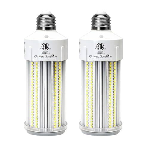 CA New Sunshine 2 Pack 600W Equivalent LED Corn Light Bulb 9000 Lumen 5000K 60W Large Area Daylight White E26/E27 Medium Base for Outdoor Indoor Garage Warehouse Factory Workshop Street Barn Backyard