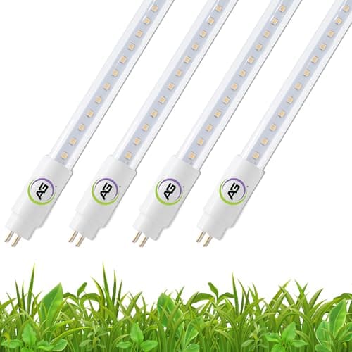 Active Grow T5 High Output 4FT LED Grow Light Bulb - T5 Grow Lights for Indoor Plants, Veg, Bloom, Leafy Greens & Microgreens - 24W - Sun White Full Spectrum High CRI 95 - Plug & Play - 4-Pack