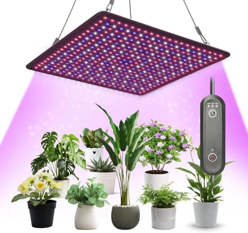Uallhome LED Grow Light Panel 600W Lamp for Indoor Plants, Full Spectrum with White Blue Red UV IR LEDs for 3x3ft Coverage Grow Tent Greenhouse Veg and Bloom Seedlings Hydroponics Timer Brightness