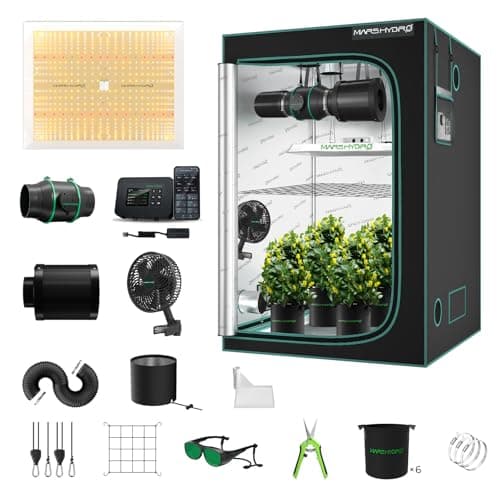 MARS HYDRO 4x4 Smart Grow Tent Kit with WiFi-Integrated Controller 43,300W TSW2000 LED Programmable&Dimmable Grow Light,48"x48"x80" 1680D High Reflective Mylar,6 inch Automatic Ventilation System