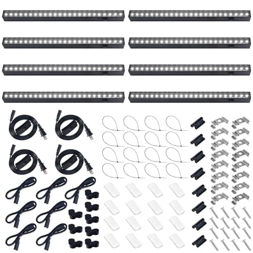 Barrina T5 Grow Lights, 5000K Full Spectrum Daylight White, LED Grow Light Strips, 1FT Plant Growing Lamp with Magnetic Bar, Plant Lights for Indoor Plants, Greenhouse, Black Cover, Linkable, 8 Packs