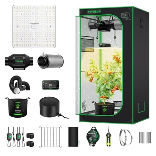 VIVOSUN Smart Grow Tent Kit 2.7 × 2.7ft WiFi-Integrated Automatic Complete Grow System with Full Spectrum LED Grow Light, Efficient Ventilation System with GrowHub E42A+ Controller