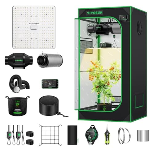 VIVOSUN GIY Smart Grow Tent System 2x2, WiFi-Integrated Grow Tent Kit, with Automate Ventilation and Circulation, Schedule Full Spectrum 100W LED Grow Light, and GrowHub E42A+ Controller