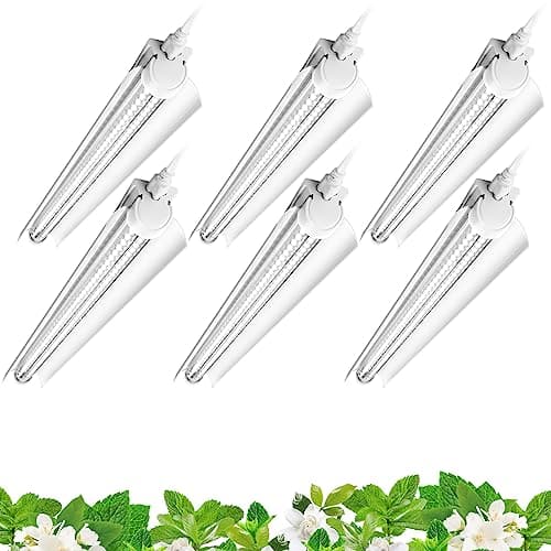 Barrina Grow Lights, 2FT 5000K White Full Spectrum Plant Growing Lamps, 144W(6 x 24W, 800W Equivalent), T8 LED Grow Light Bulbs, Plant Lights for Indoor Plants, Greenhouse, Linkable Design, 6-Pack